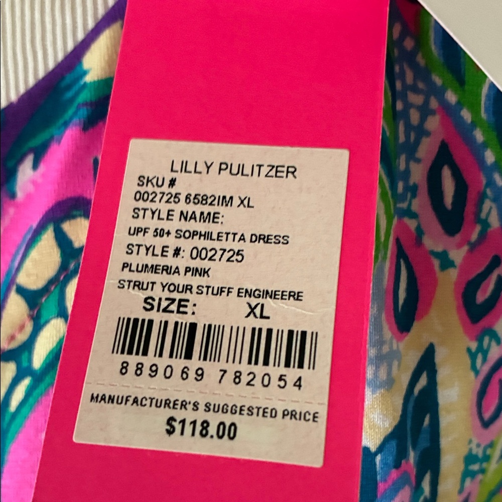 Lilly Pulitzer Pink Paisley Shift Dress with Blue Accents XL - Picture 4 of 6